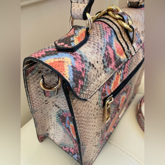 ALDO JERILINI Python Snakeskin multi convertible crossbody, gold hardware EUC - Picture 9 of 15